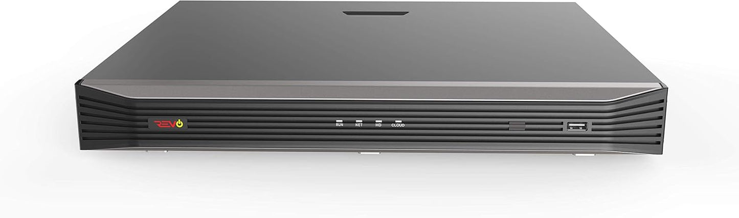 Revo Ultra Blue Series 16CH 4K POE H.265 NVR, 4TB & 8X 2K (4 Megapixel) Indoor/Outdoor IR Cameras with Built-in Mic – Remote Access Via Pc, Mac & Phone (No Monthly Fee)