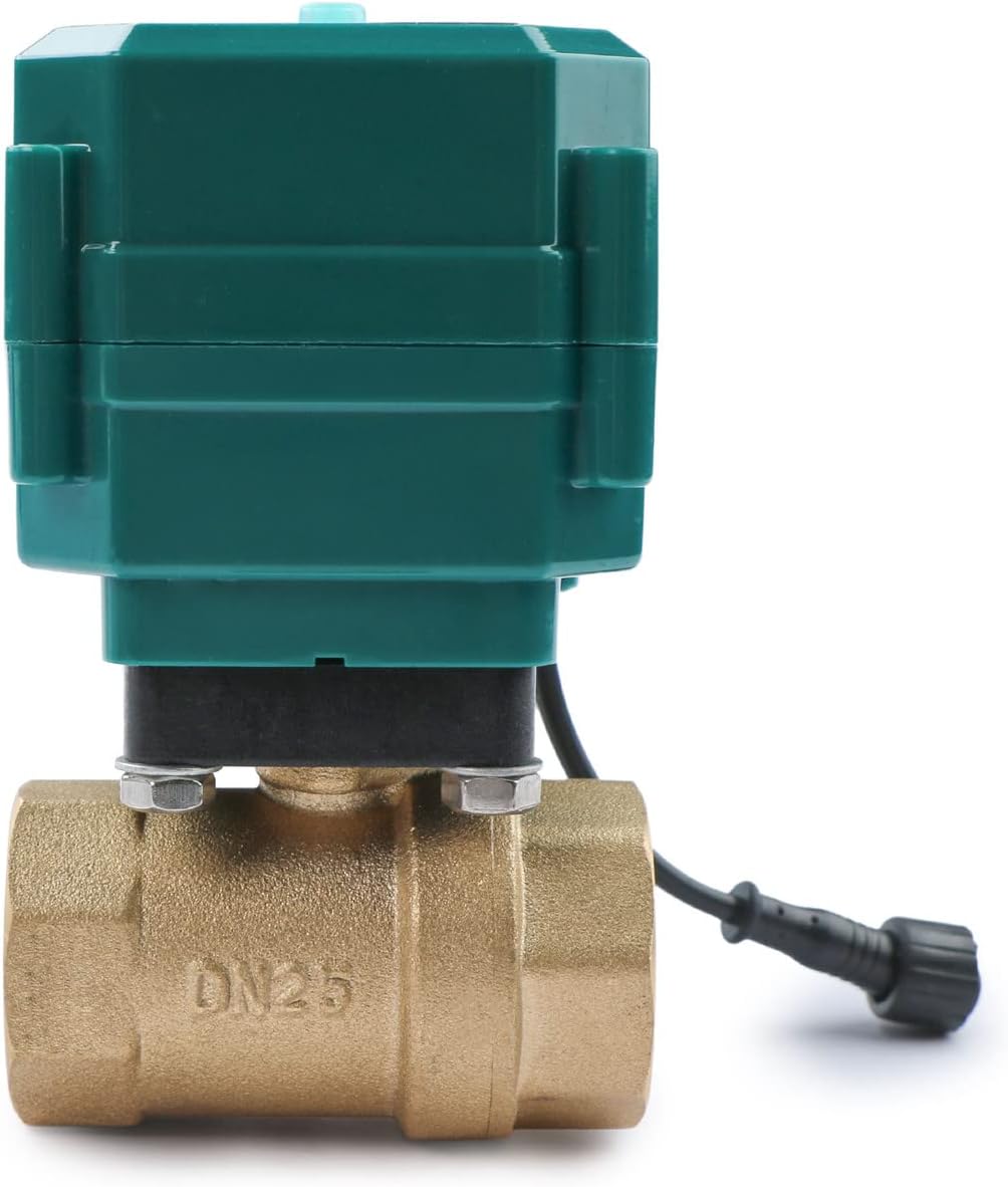 U.S. Solid 1" Smart Motorized Ball Valve - Remote App Mobile Control Brass Electrical Ball Valve with Manual Switch, 5V DC USB Connection