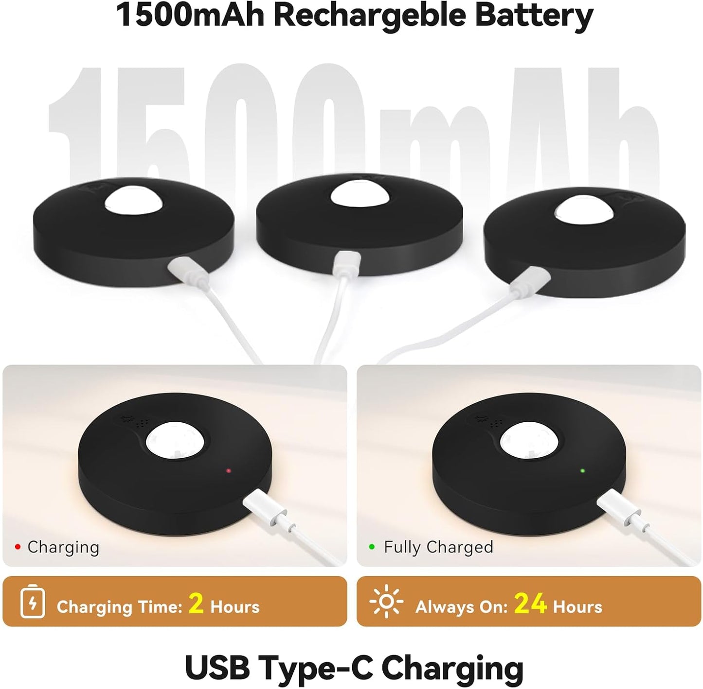 Yiliaw Rechargeable Puck Lights with Remote, 12 Pack Magnetic Under Cabinet Lighting, 1500mAh Battery Operated LED Tap Lights with Dimmer & Timmer for Kitchen, Closet, Shelf - 3 Color Temps, Black