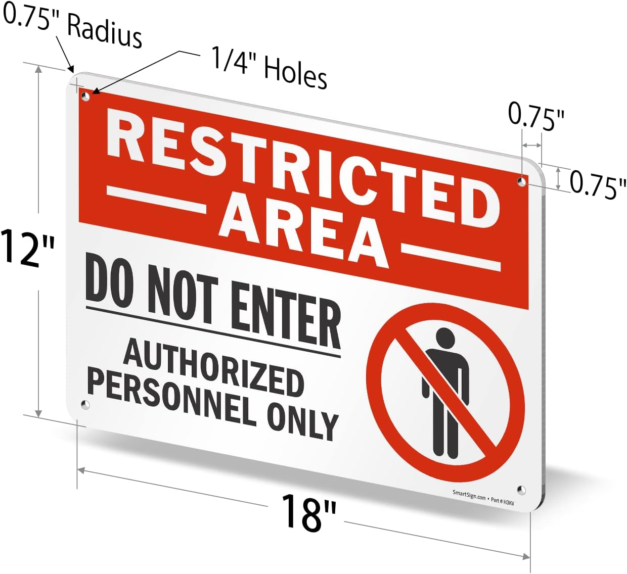 SmartSign 12 x 18 inch “Restricted Area - Do Not Enter, Authorized Personnel Only” Metal Sign with Symbol, 63 mil Laminated Rustproof Aluminum, Red, White and Black, Made in USA