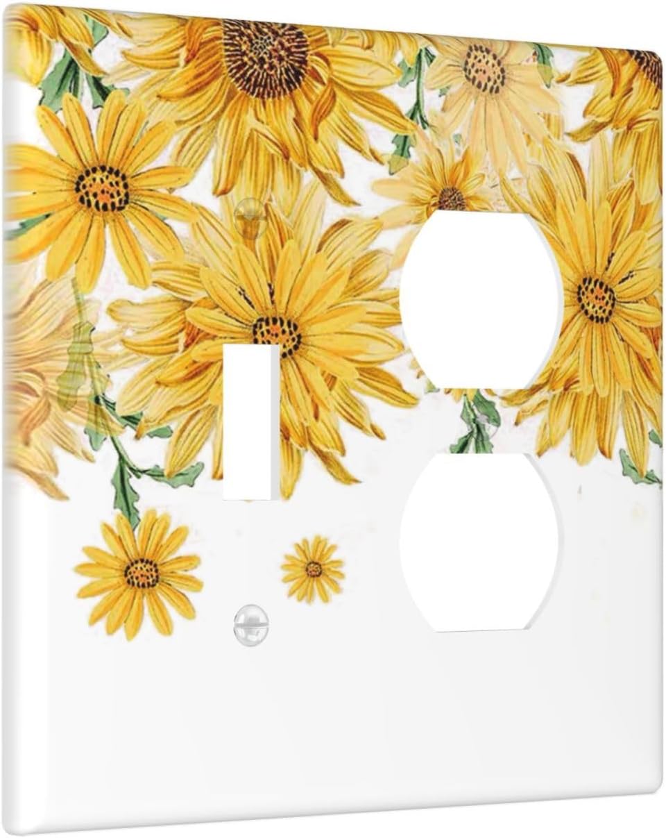 Sunflower Yellow Flowers Floral Wallplates 1 Toggle 1 Duplex Switch Plate Electrical GFCI Faceplate Decorative Light Switch Covers for Bed Room Living Room Decor