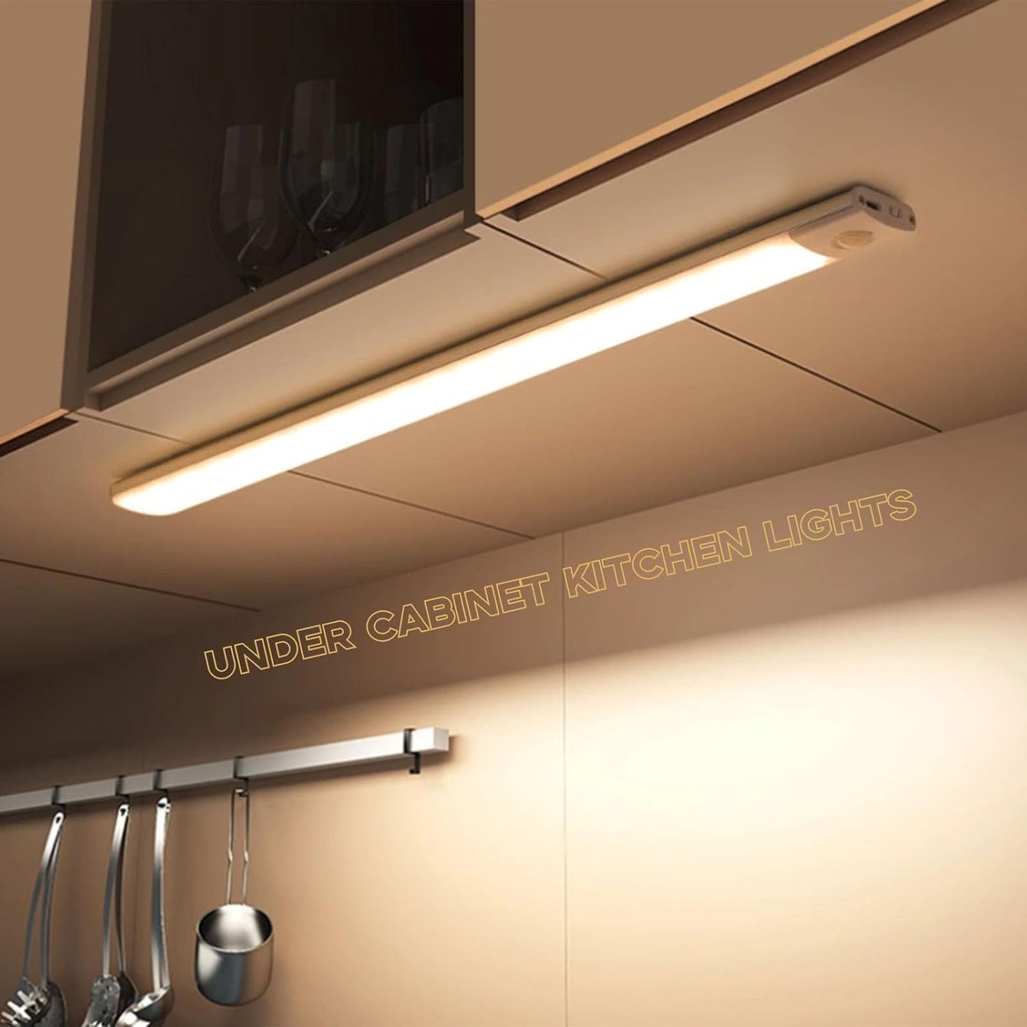 Punch-Free Smart Sensor Magnetic Rechargeable Led Lights, Sensor Magnetic Rechargeable Led Lights, Under Cabinet Lights, for Stairs,Wardrobe,Cabinet (White Light, 30cm/11.8in)