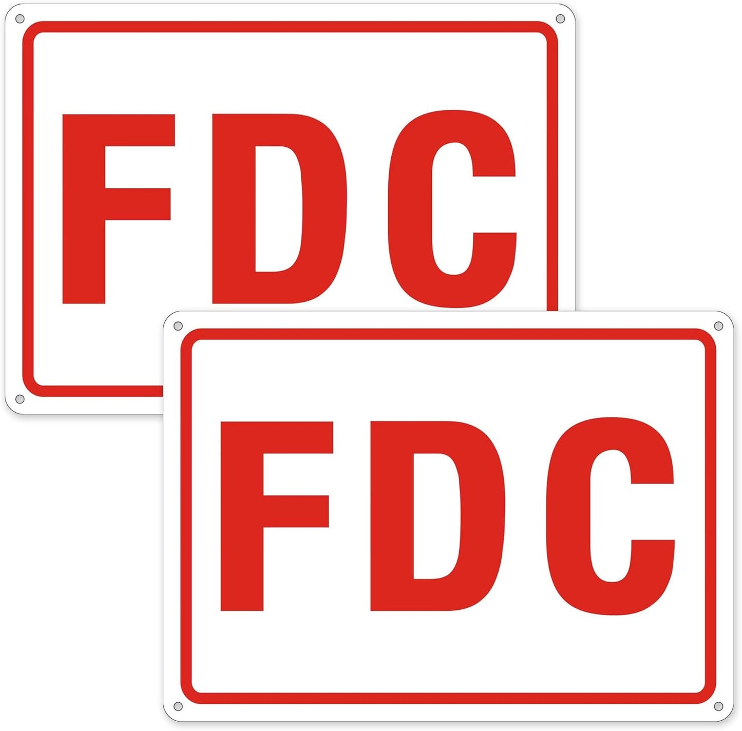FDC Sign, 2 Pack Outdoor Aluminum Metal Sign, FDC Signs for Fire Department Connection, UV Protected Weather Resistant and Easy to Install (White Color, 10 x 7 inches)