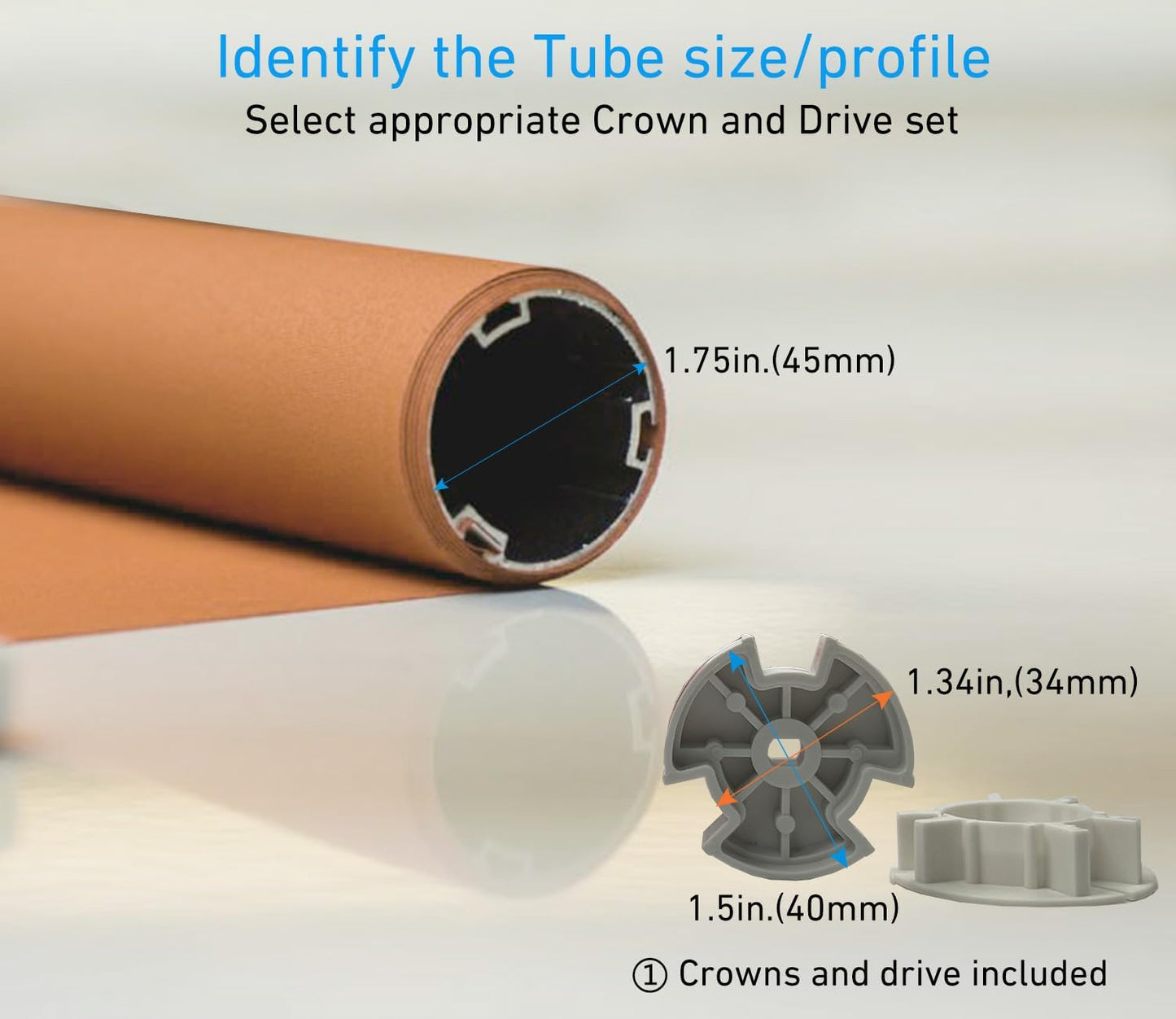 Rollerhouse 1.75"/45mm Roller Shade Battery Powered Motor with Remote Control for Solar Roller Shades Windows