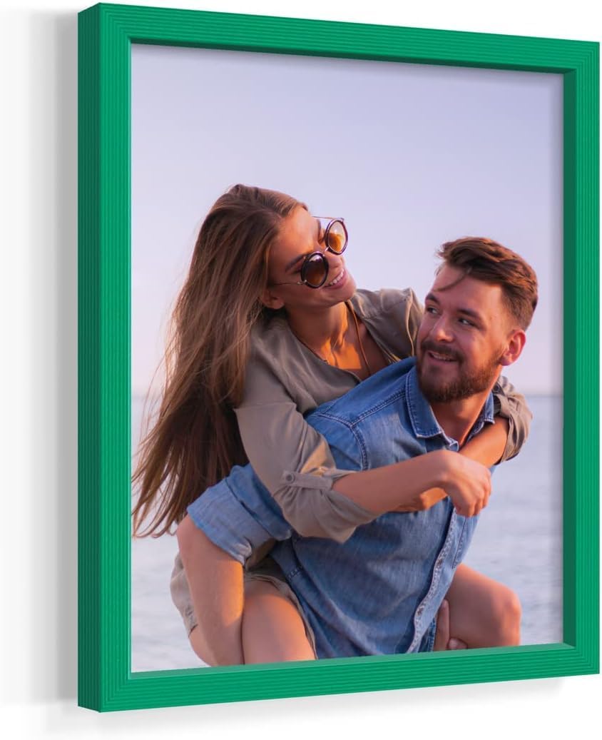 Renditions Gallery 11X14 Custom Photo Prints with Real Wood Picture Frames. Create Personalized Photos with Peel & Stick Photo Frames. Single, Green Frame