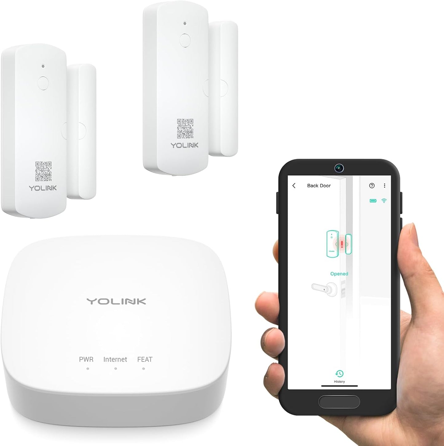 YoLinK LoRa Smart Door Sensor Starter Kit: 1/4 Mile Open-Air Range, Door Left-Open Reminders, Text/SMS, Email, App alerts, 5 Years Battery Life, Alexa, IFTTT, Home Assistant