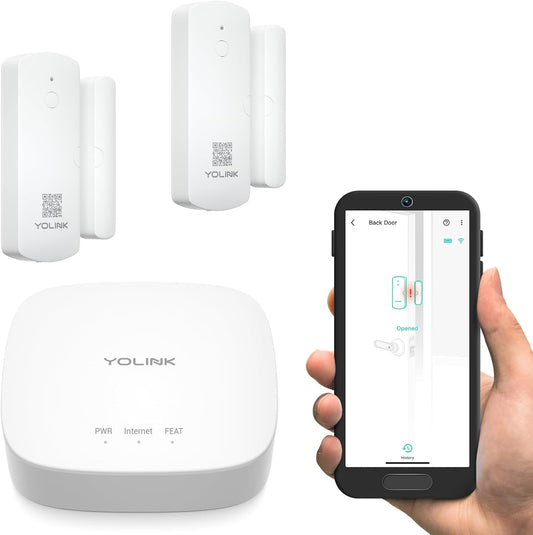 YoLinK LoRa Smart Door Sensor Starter Kit: 1/4 Mile Open-Air Range, Door Left-Open Reminders, Text/SMS, Email, App alerts, 5 Years Battery Life, Alexa, IFTTT, Home Assistant