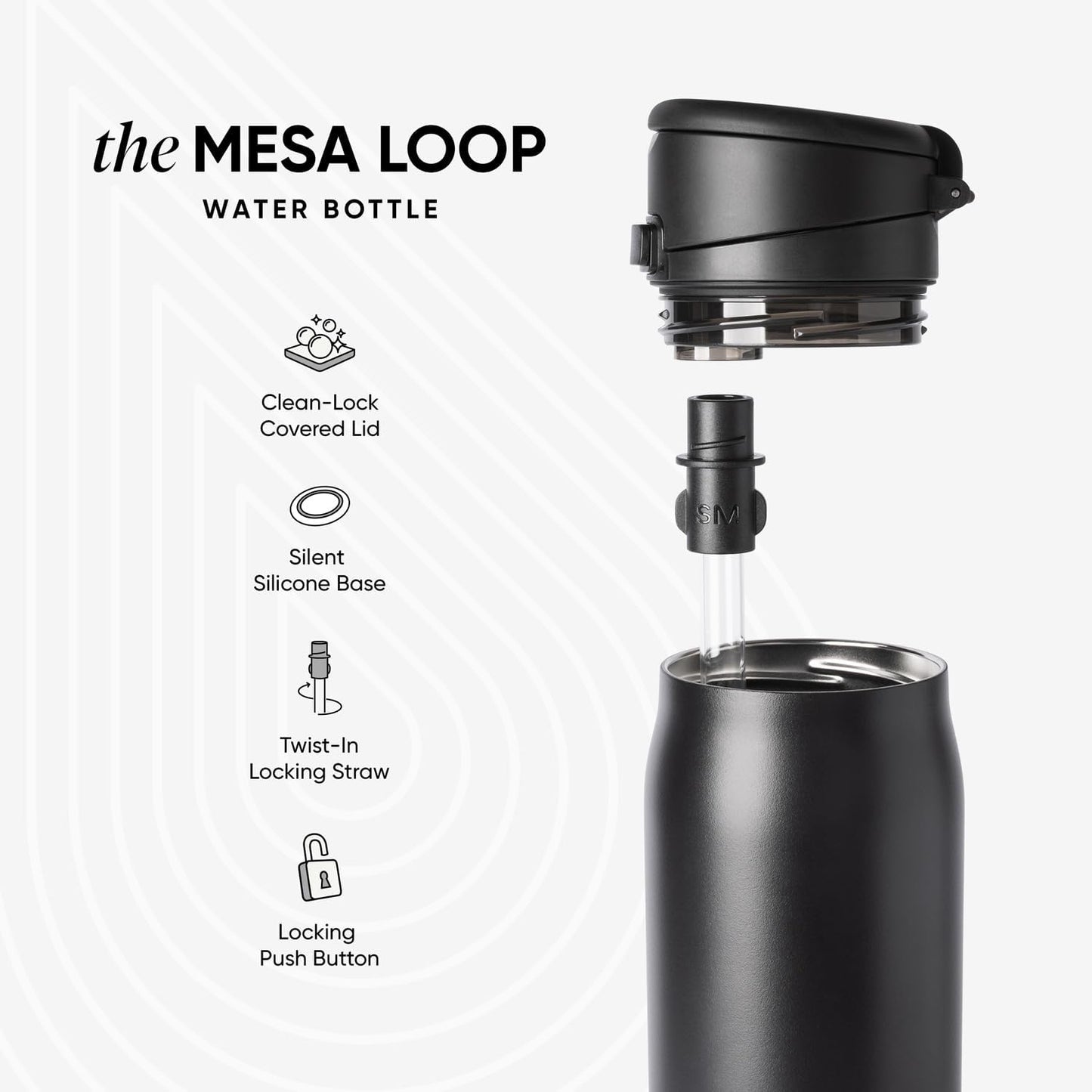 Simple Modern Mesa Loop Water Bottle with Covered Straw and Handle | 30oz Cup Holder Friendly Insulated Stainless Steel Bottles for Travel, Sports and School | Coconut