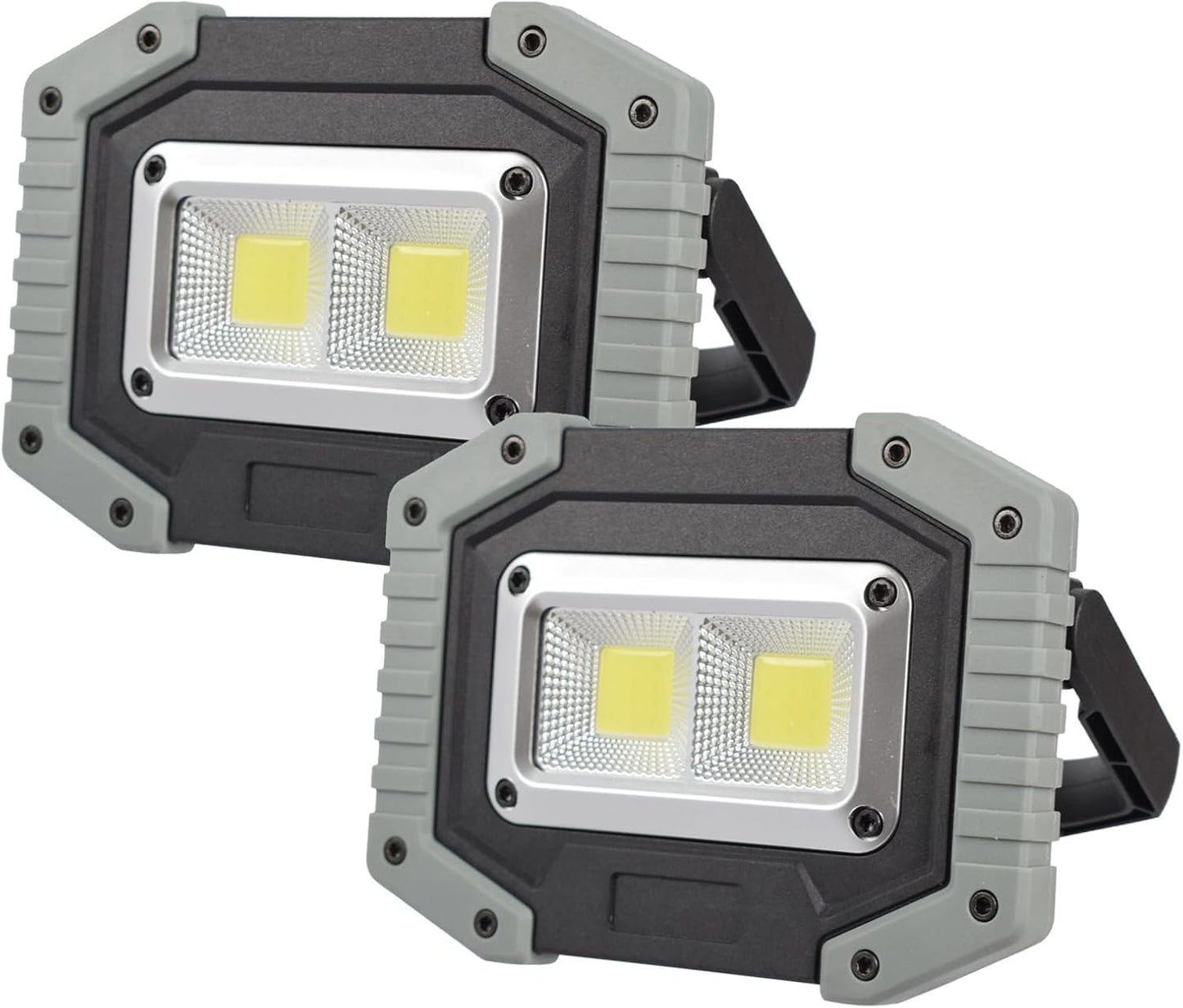 OTYTY LED Work Light 2-Pack, 30W 1500LM Portable Rechargeable Flood Lights with Magnetic Base, 4200mAh Battery for Outdoor, Camping, Hiking, Emergency, Car Repairing, Job Site Lighting (W840 Grey)