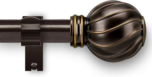 Brown Curtain Rods for Windows 28 to 48 Inch 7/8" Diamete Heavy Duty Adjustable Window Curtain Rod with Decorative Finials for Farmhouse Bedroom Living Room Kitchen Outdoor