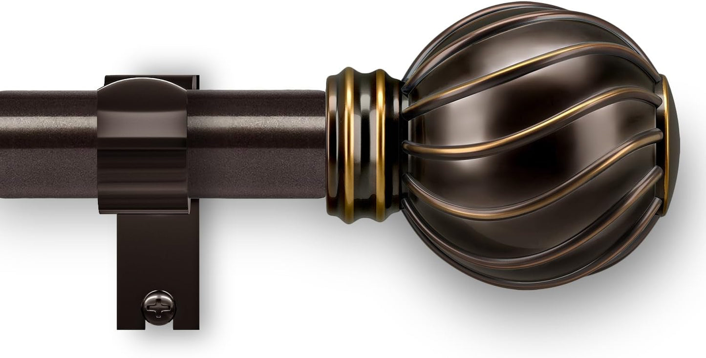 Brown Curtain Rods for Windows 72 to 144 Inch 7/8" Diamete Heavy Duty Adjustable Window Curtain Rod with Decorative Finials for Farmhouse Bedroom Living Room Kitchen Outdoor