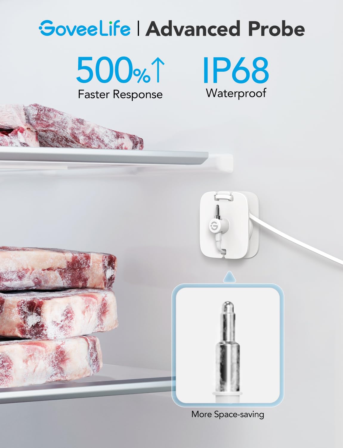 GoveeLife Freezer Thermometer Alarm, Smart Bluetooth Temperature Monitor Sensor for Refrigerator, 197 Ft Connecting Range APP Alert with Anti-False for Freezer (WiFi Gateway Not Included)