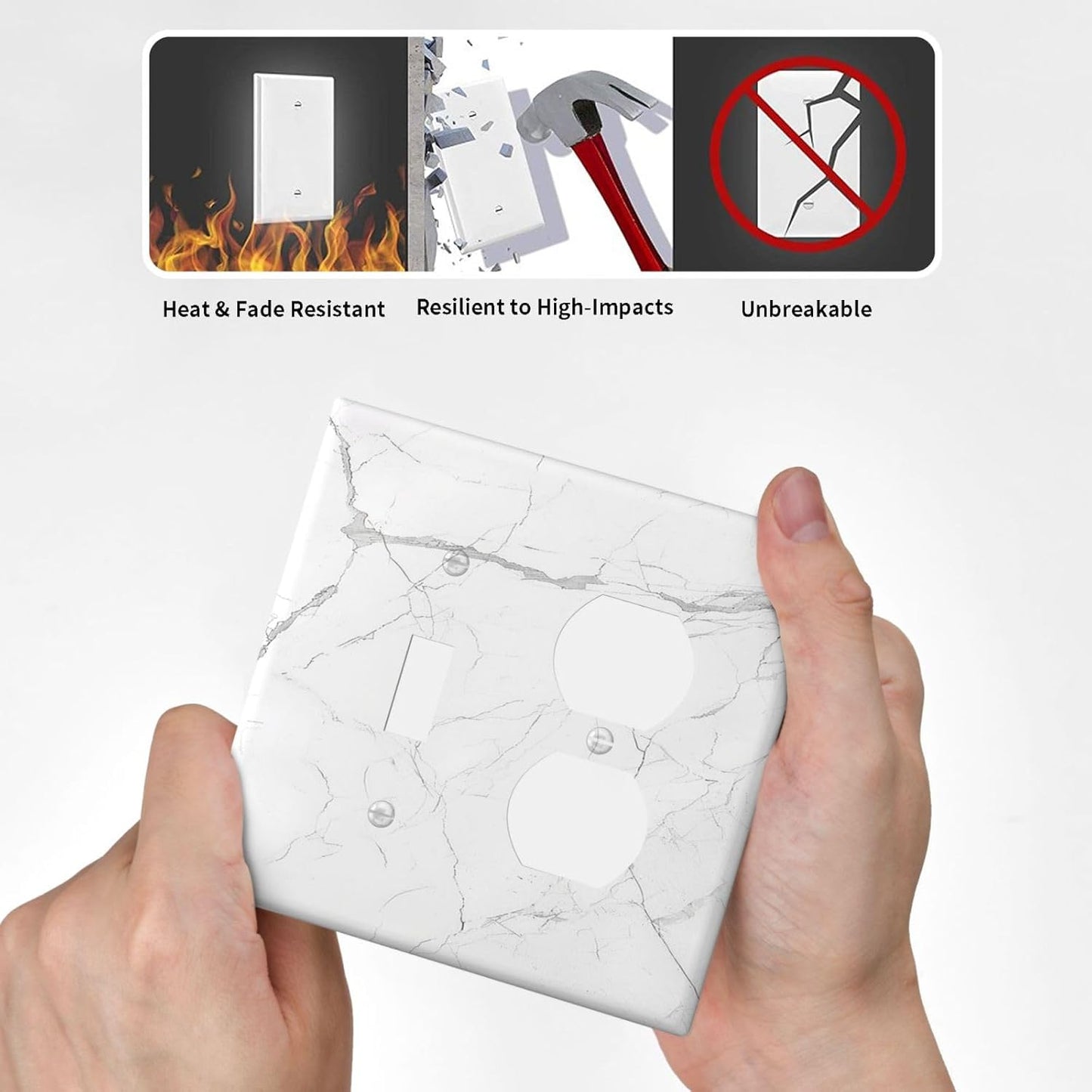 Wallplates White Grey Abstract Modern Marble 1 Toggle 1 Duplex Switch Plate Electrical GFCI Faceplate Decorative Light Switch Covers for Bathroom Kitchen Decor