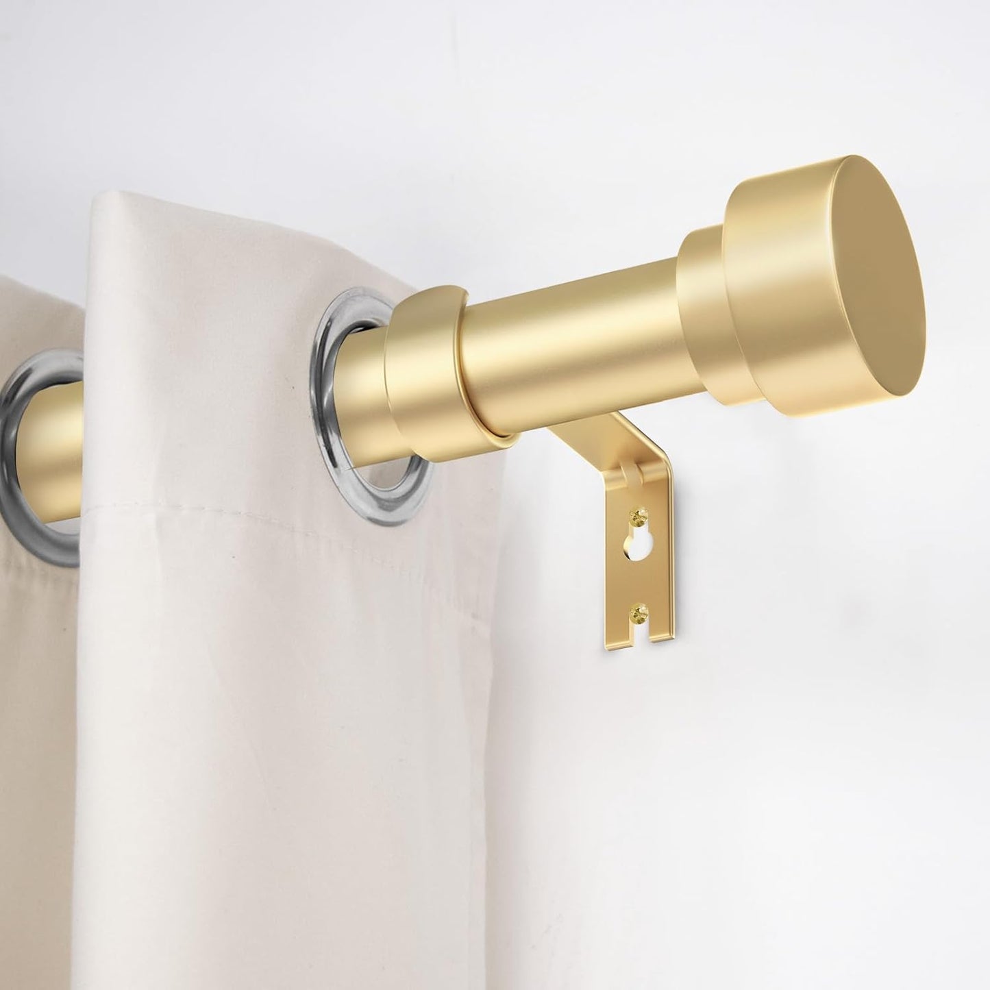 Curtain Rods for Windows 32 to 240, 1 Inch Adjustable Gold Heavy Duty Long Window Curtain Rod, Modern Outdoor Drapery Rods with Simple End Caps, Size 32"-240"