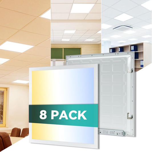 8 Pack 2x2 LED Flat Panel Light - 2x2 LED Flat Panel Light 5000K 4000K 3000K Selectable & 0-10v Dimmable, 20W 30W 40W 2x2 LED Drop Ceiling Light Troffer Lay in, 100-277Vac, ETL Listed