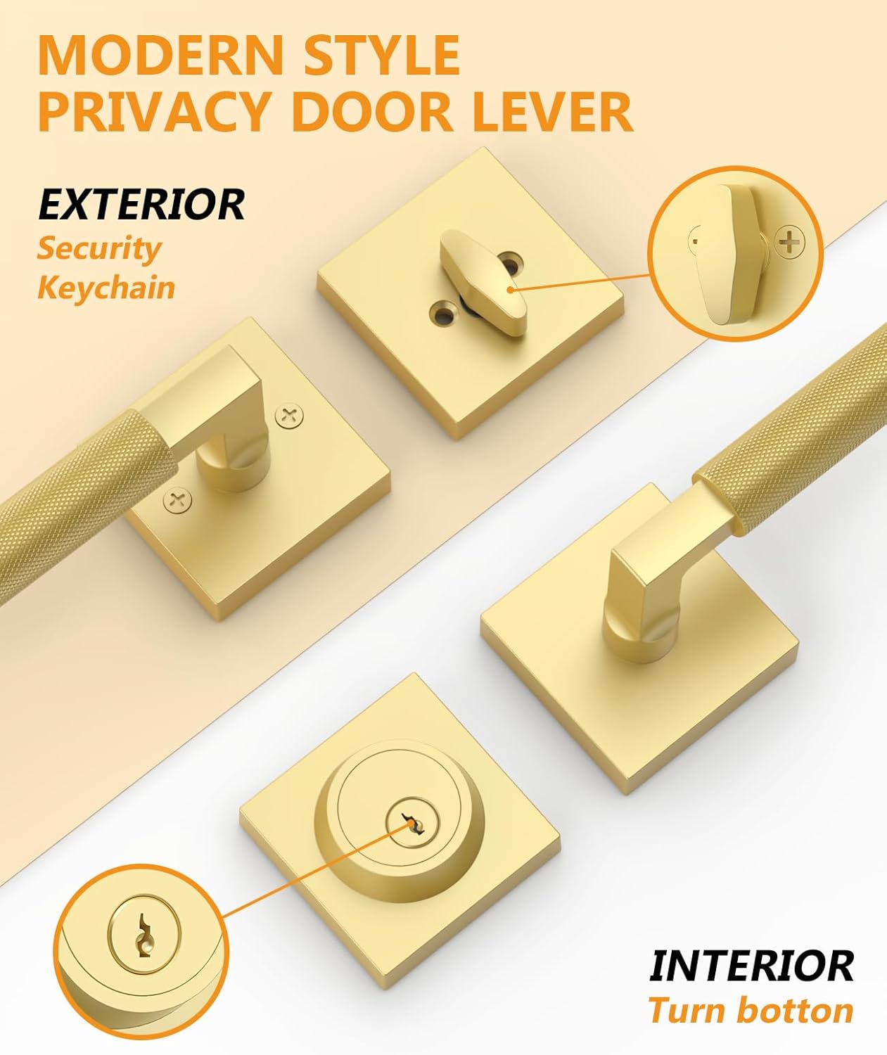 Asidrama Premium Gold Zinc-Alloy Front Door Lock Set: Double Cylinder Deadbolt, Heavy Duty Security Handleset for Left/Right Exterior Doors, Universal Entry Locks (2 Pack)