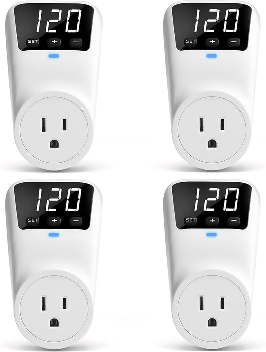 BSEED Surge Protector, 1800W Wall Surge Protector for Refrigerator, TV, PC, Home Appliance, Voltage Regulator with LED Display Screen, Adjustable Voltage Protector, 15A, 120V, 4 Pack