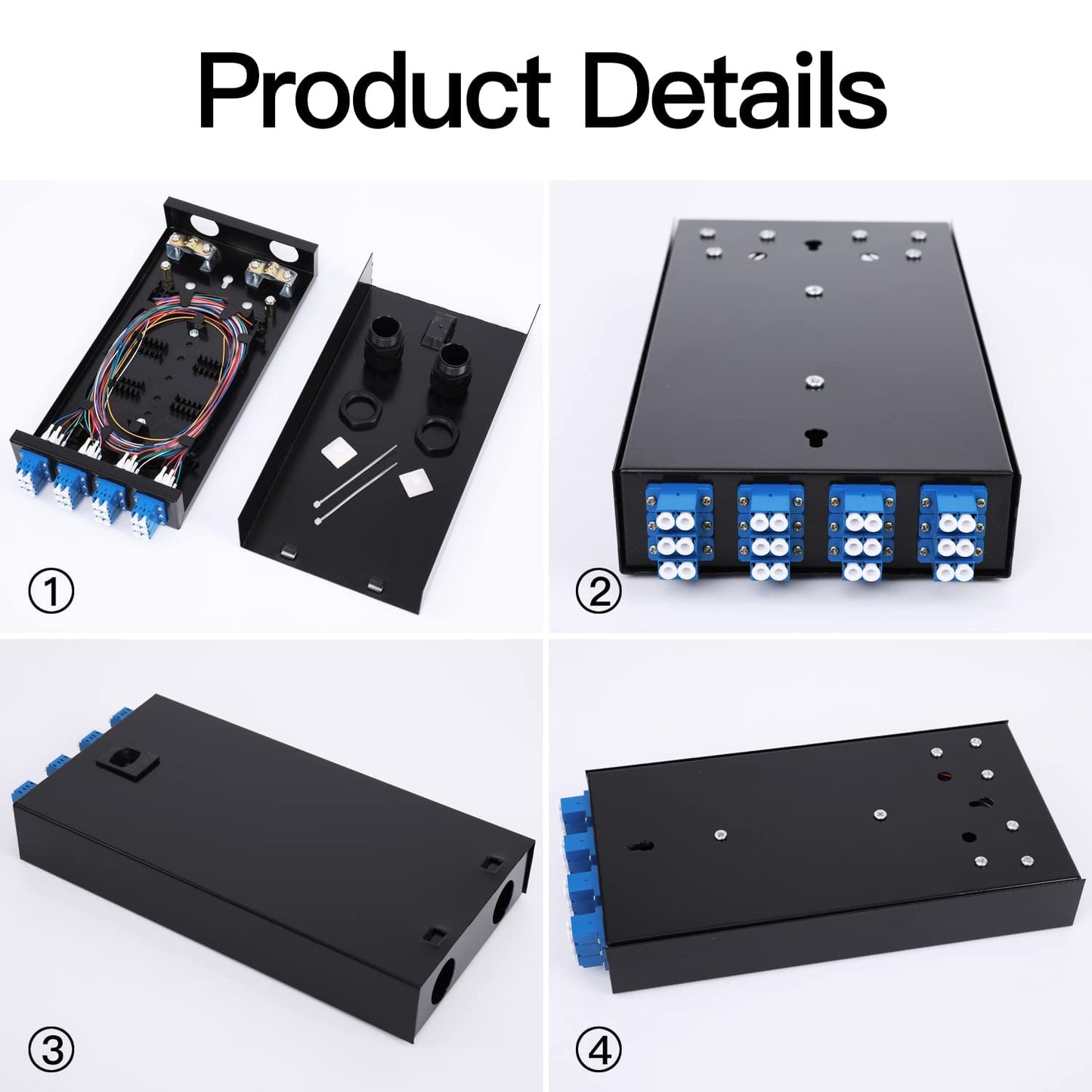 12 Duplex 24 Port LC-OS1 Box+ SingleMode Cables Wall Mount Fiber Enclosure with Spool LC-UPC Kit (Include a 1 Meter 24 Strand LC-SM Pigtail and 12 Port Duplex LGX Loaded Panel