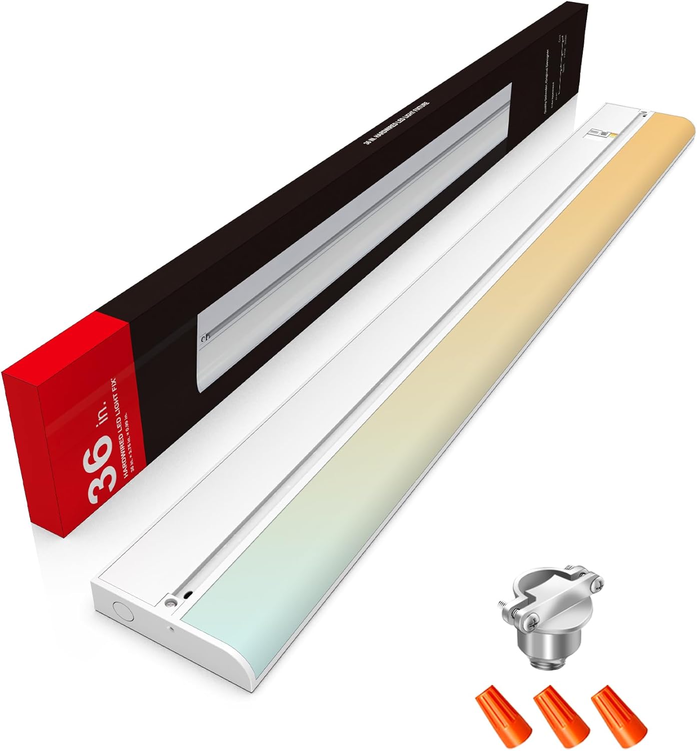 36 Inch Hardwired Under Cabinet Lighting, 3 Color Setting Dimmable LED Under Cabinet Lights Wired, 2000LM Linkable Under Counter Lights for Kitchen, 20W, CRI>97