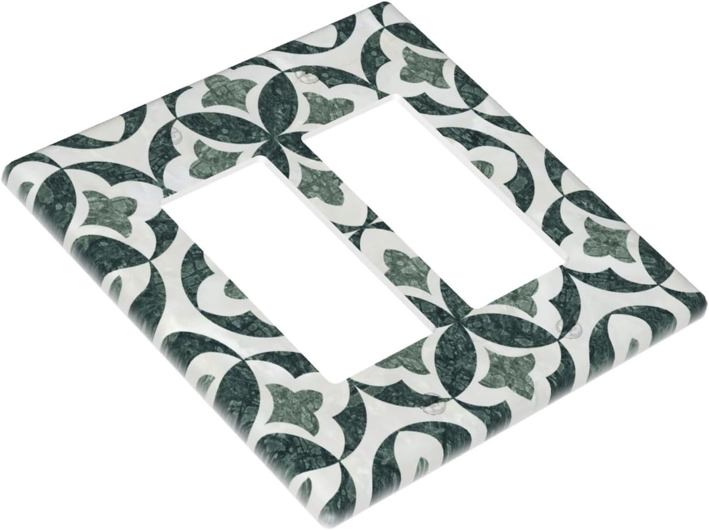 Green Luxury Modern Cubic Marble 2 Gang Double Rocker Decorative Light Switch Covers Electrical Faceplate Switch Plates for Bathroom Kitchen Home