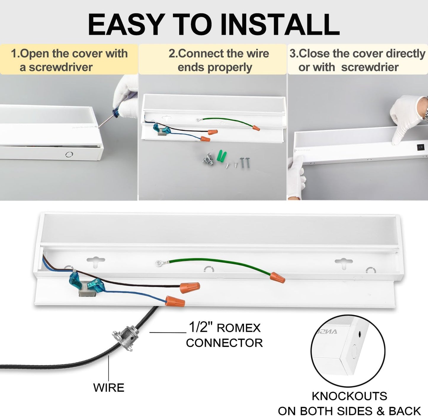 Ansen 3Packs of Under Cabinet Lights for Kitchen, 36in 22W 1426LM, Dimmable Hardwire Led Light for Closet, CRI>92, R9>90, 3 Color Temperature, 3000K/4000K/5000K(Warm White, Cool White, Daylight)