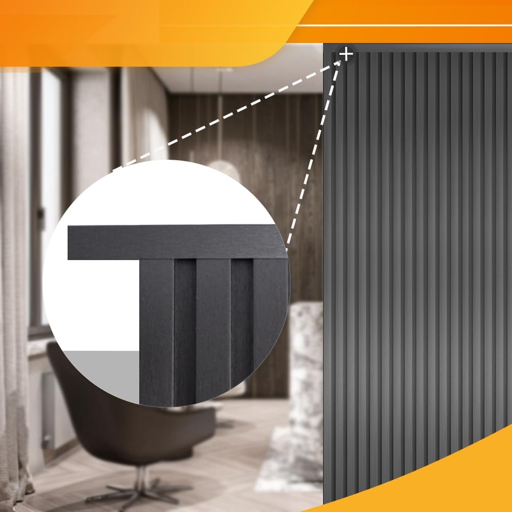 OUZUGIE 8-Pack 57 Inches, WPC Slat Wall Panel Trim,Corner Guard for Low Grille (Metallic Dark Gray)