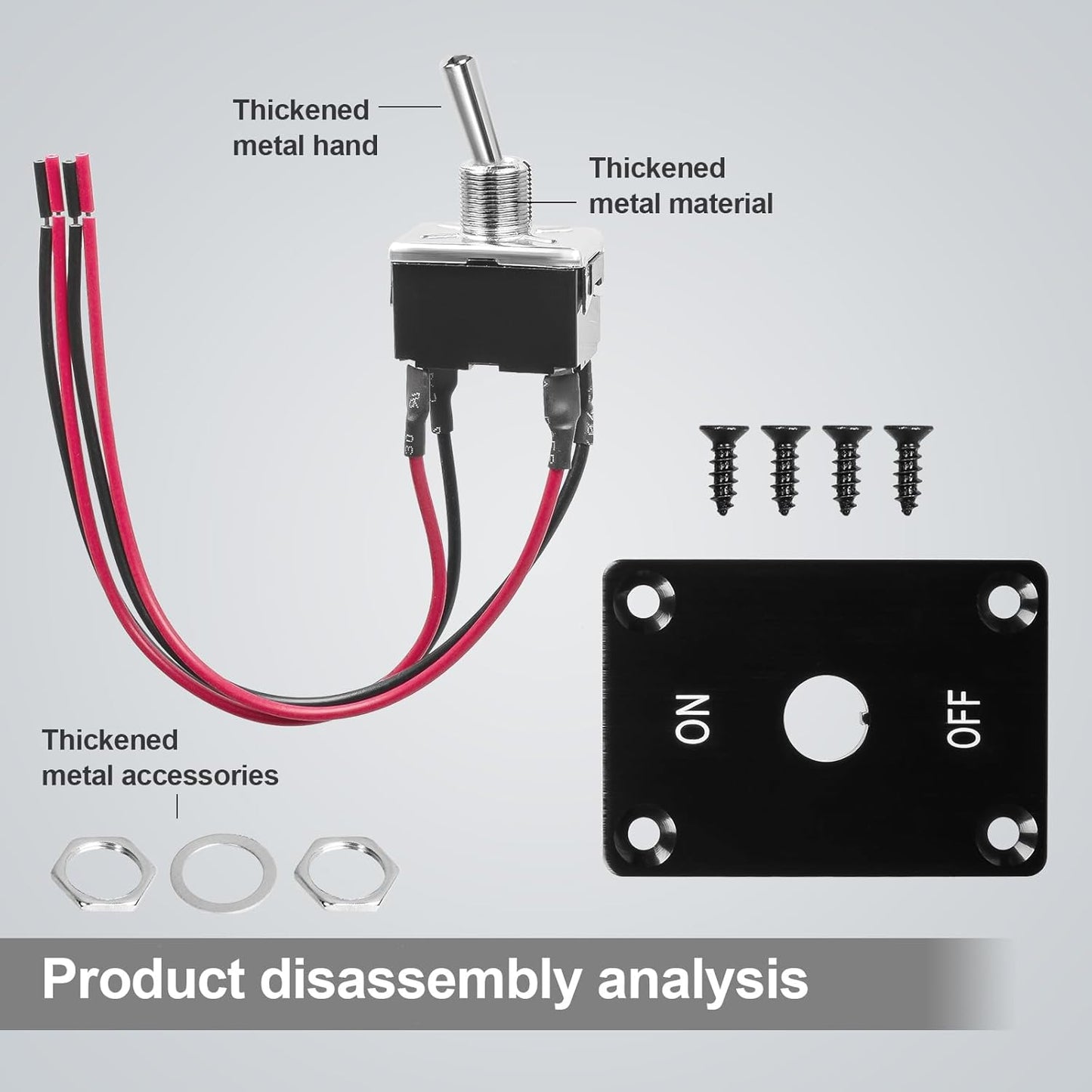 Button Switch Rocker Switch Toggle Switch Four Pin Two Position ON/Off Prewired Power Transfer Switch with Mounting Plate,Waterproof Cap.