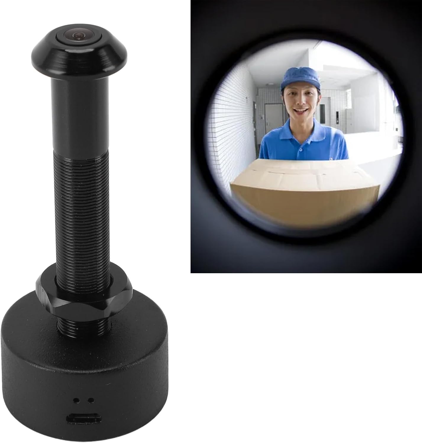 Diyeeni 1080P Peephole Camera, 150° Wide Angle Door Eye Hole Cameras for Home, Aluminum Cordless Door Viewer Camera with APP, Cloud & TF Card Storage (Black)