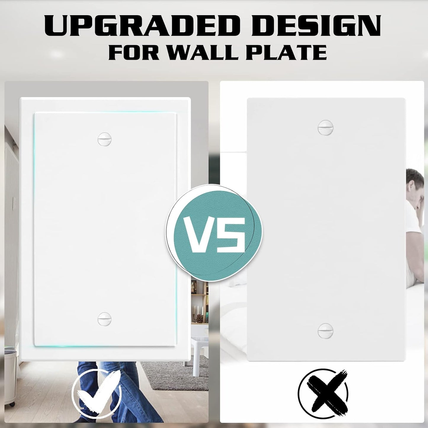 1-Gang Modern Edge Decorative Wall Plate Cover Switch Outlet Single Blank Electrical Faceplate for Light Switches, Smart Switch, GFCI, Dimmers, Receptacle, USB Outlet (10 Pack, Single Blank)