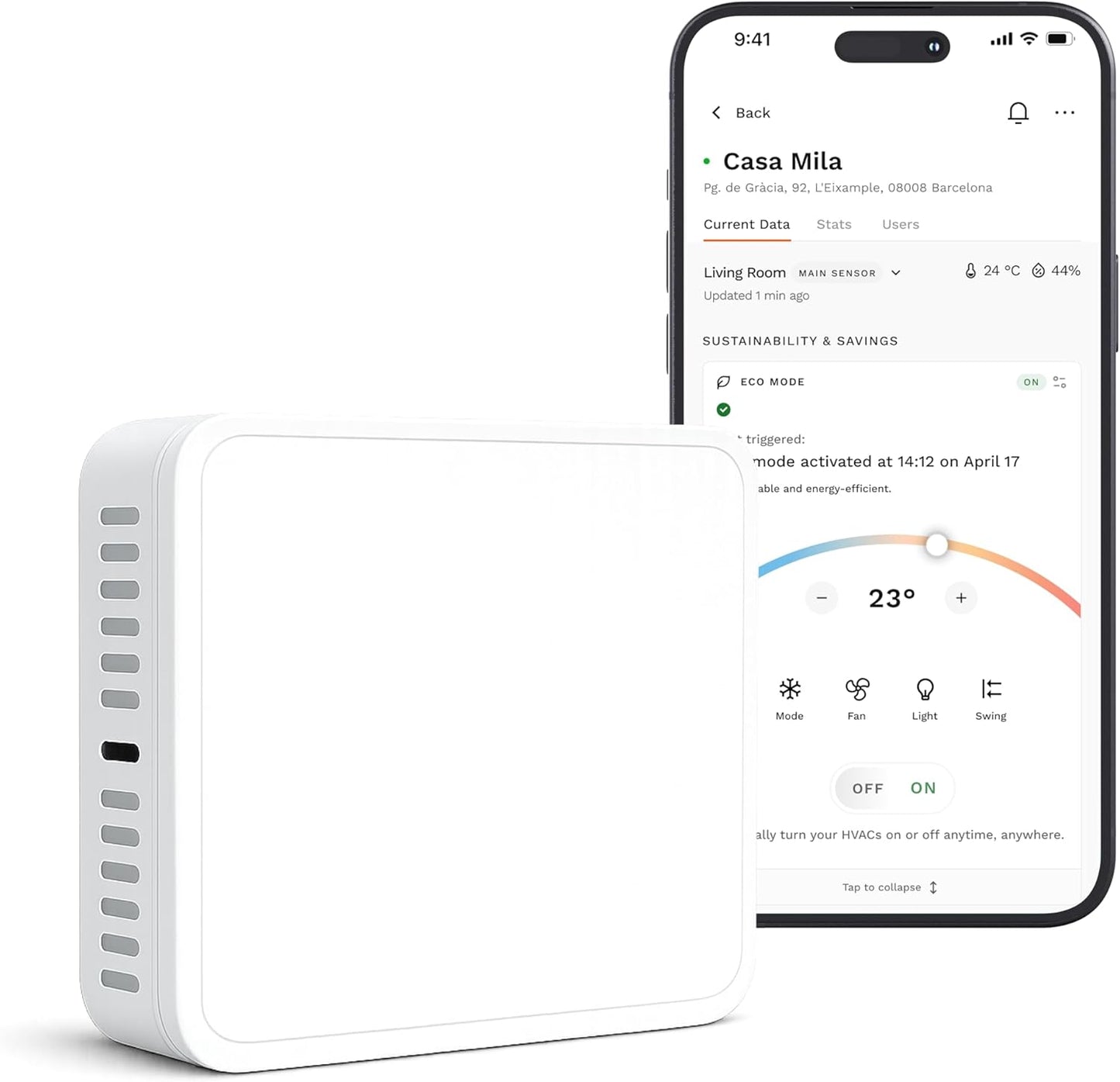 Smart Sensor for Air Quality Monitor, AC Control CO, WiFi Quality, Energy Savings Monitoring | Ideal for Airbnb, Homes & Offices | Tracks Temp, Humidity, Smoke, Noise & More