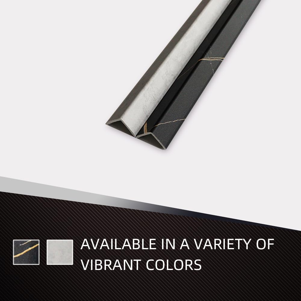 OUZUGIE 8-Pack 57 Inches, WPC Slat Wall Panel Trim,Corner Guard for High Grille (Black Marble)