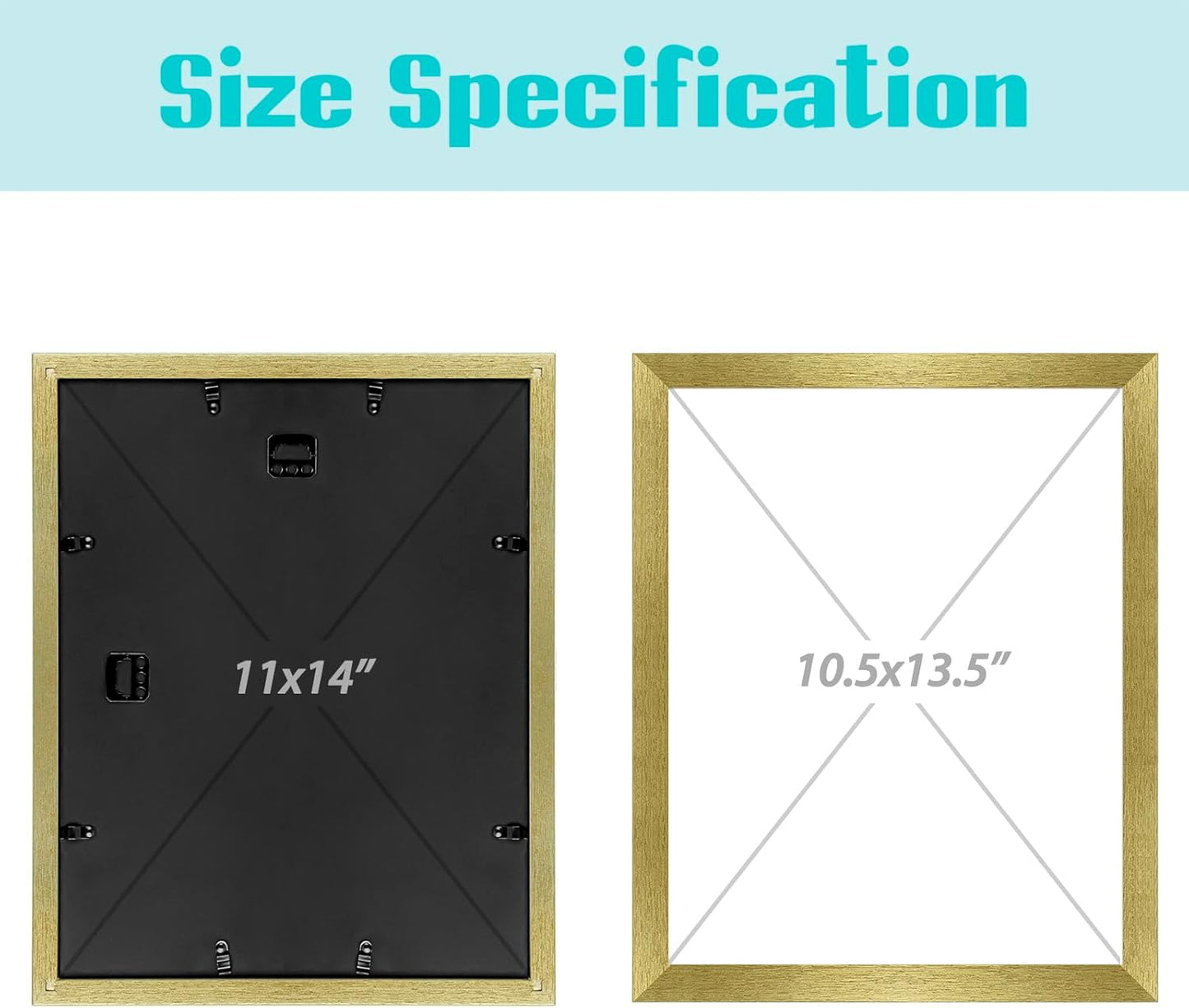 Golden State Art, 11x14 Picture Frame with Mat for 8x10 - High Definition Glass Wall Mounting Horizontal Vertical Display (Gold, 2 Pack)