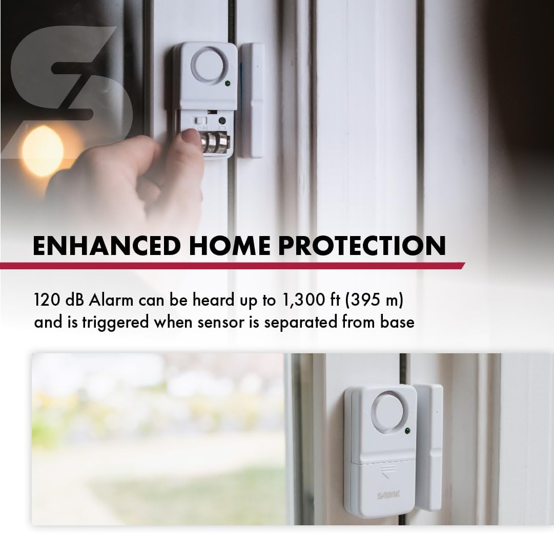 SABRE Wireless Home Security Door Window Burglar Alarm with LOUD 120 dB Siren, DIY EASY to Install