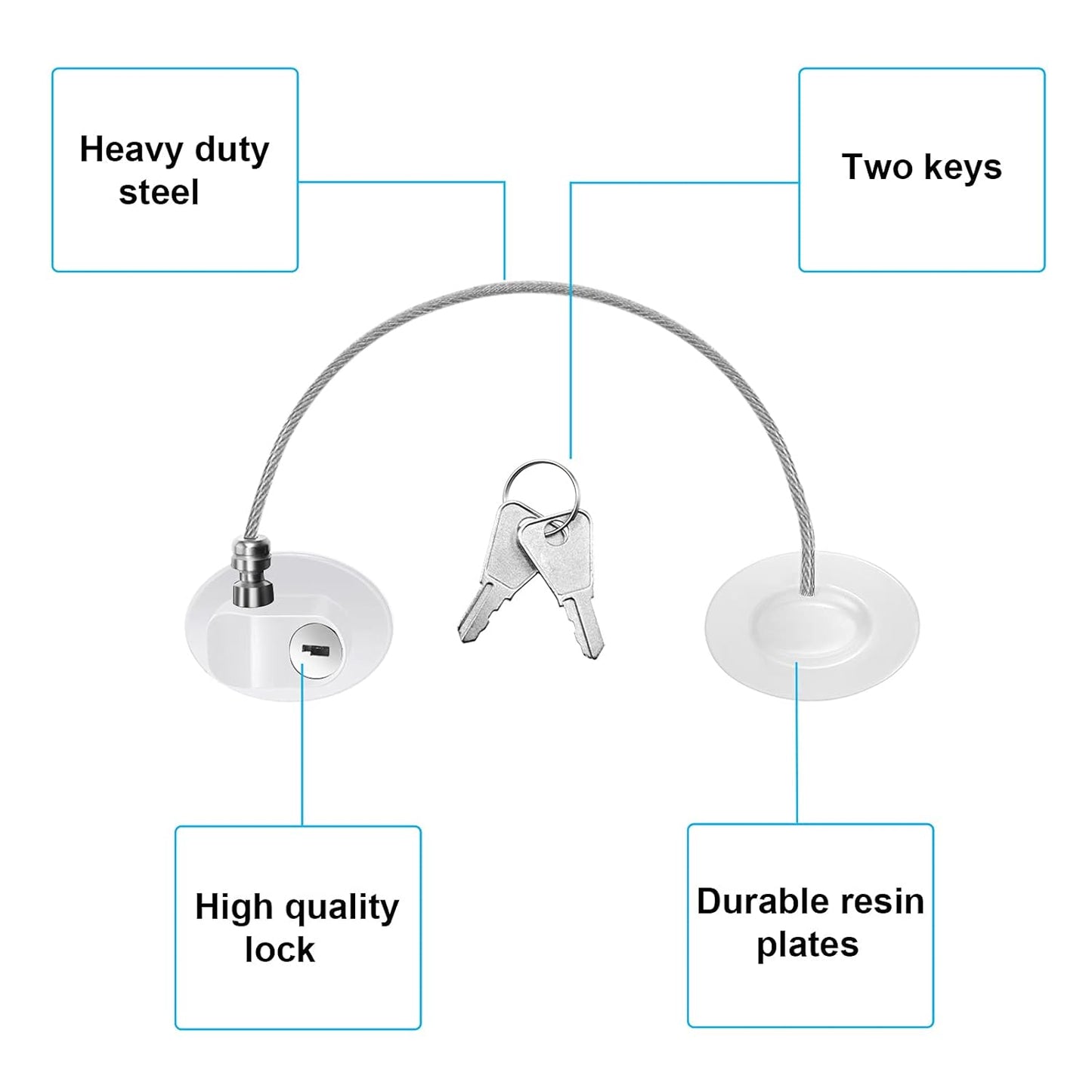 Hotop 4 Pack Cabinet Locks with Keys Mini Fridge Refrigerator Locks for Kids Toddlers Self Adhesive Child and Baby Proofing Safety for Deep Freezer Drawers Doors Latch(White)