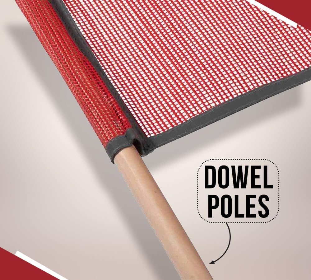 Mytee Products (8 Pack) 18"x18" Red Warning Flags for Trucks with Dowel & Reflective Webbing - High Visibility Vinyl Mesh Safety Flag DOT Compliant