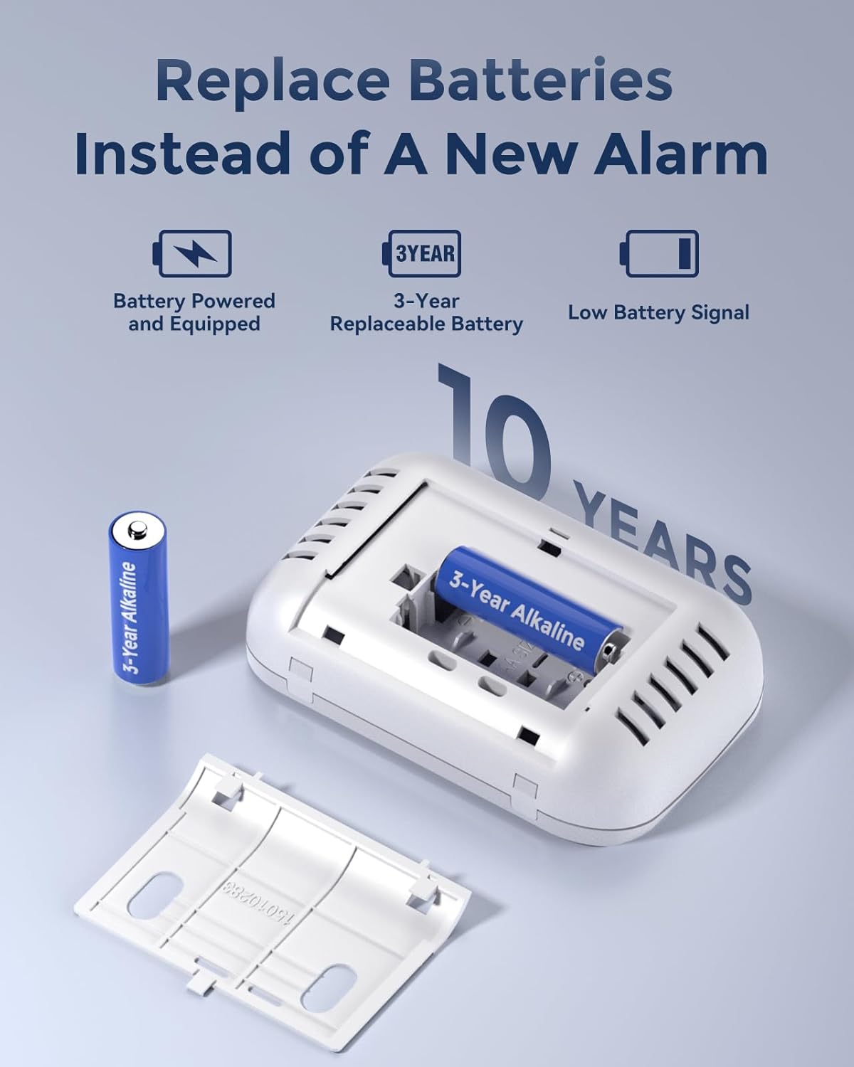 Ecoey Carbon Monoxide Detector, 10-Year CO Detector with Human Alarm Sounds and Test Button, Carbon Monoxide Alarm Replaceable Battery-Operated for House and Bedroom, FJ127, 1 Pack