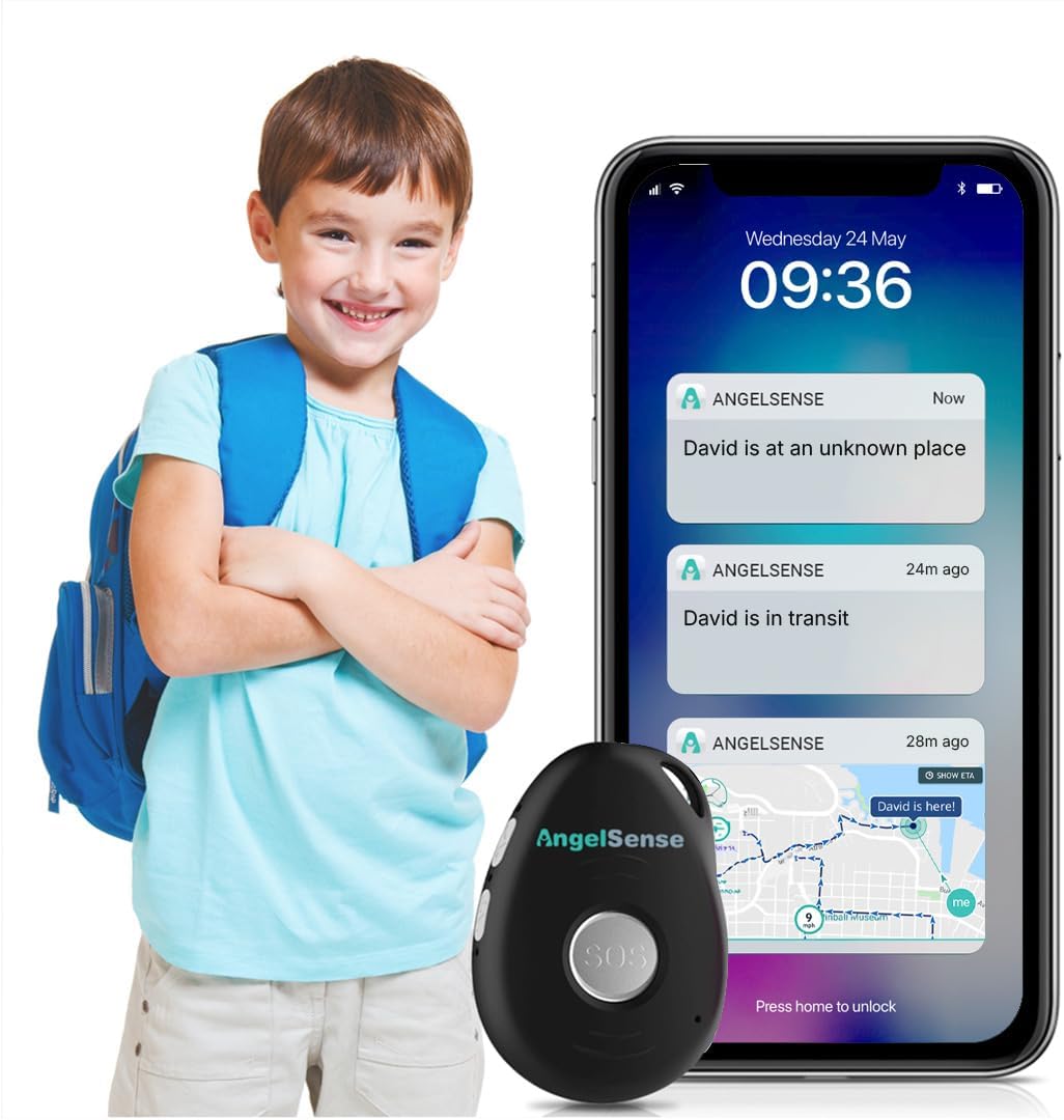 AngelSense Personal GPS Tracker for Kids, Teen, Autism, Special Needs, Elderly, Dementia - 2-Way Auto-Answer Speakerphone & SOS Button - School Bus Tracking - Subscription Required