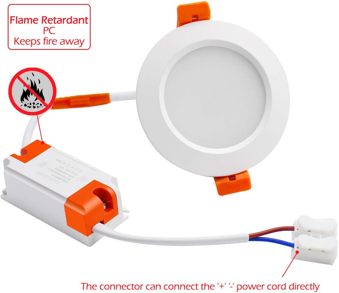 YGS-Tech 2 Inch LED Recessed Lighting, Dimmable Downlight 3W(35W Halogen Equivalent), CRI80, 3000K Warm White Ceiling Light with LED Driver(1 Pack)
