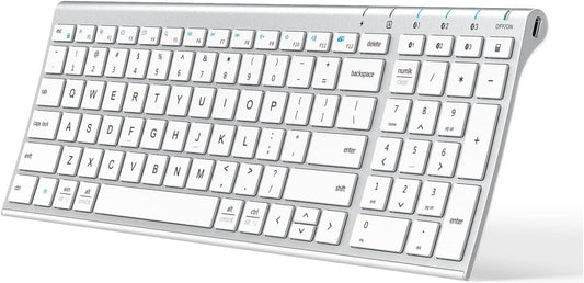 iClever BK10 Bluetooth Keyboard, Universal Bluetooth 5.1 Wireless Keyboard with Number Pad, Ergonomic Design, Multi-Device Compatibility, Stable Connection for Mac, iPad, iPhone, Android, Windows