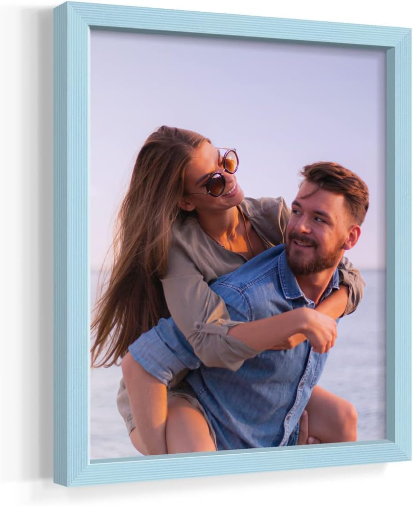 Renditions Gallery 11X14 Custom Photo Prints with Real Wood Picture Frames. Create Personalized Photos with Peel & Stick Photo Frames. Single, Blue Frame