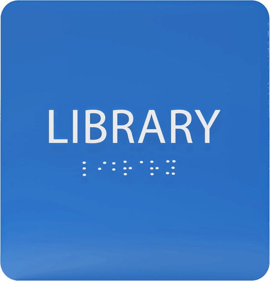 6" X6" Library Sign - ADA Compliant Tactile Graphics Grade 2 Braille Text Acrylic Wall Sign - Quiet zone, Information Convey, Group Study Room Door Signs for Office, School, Home