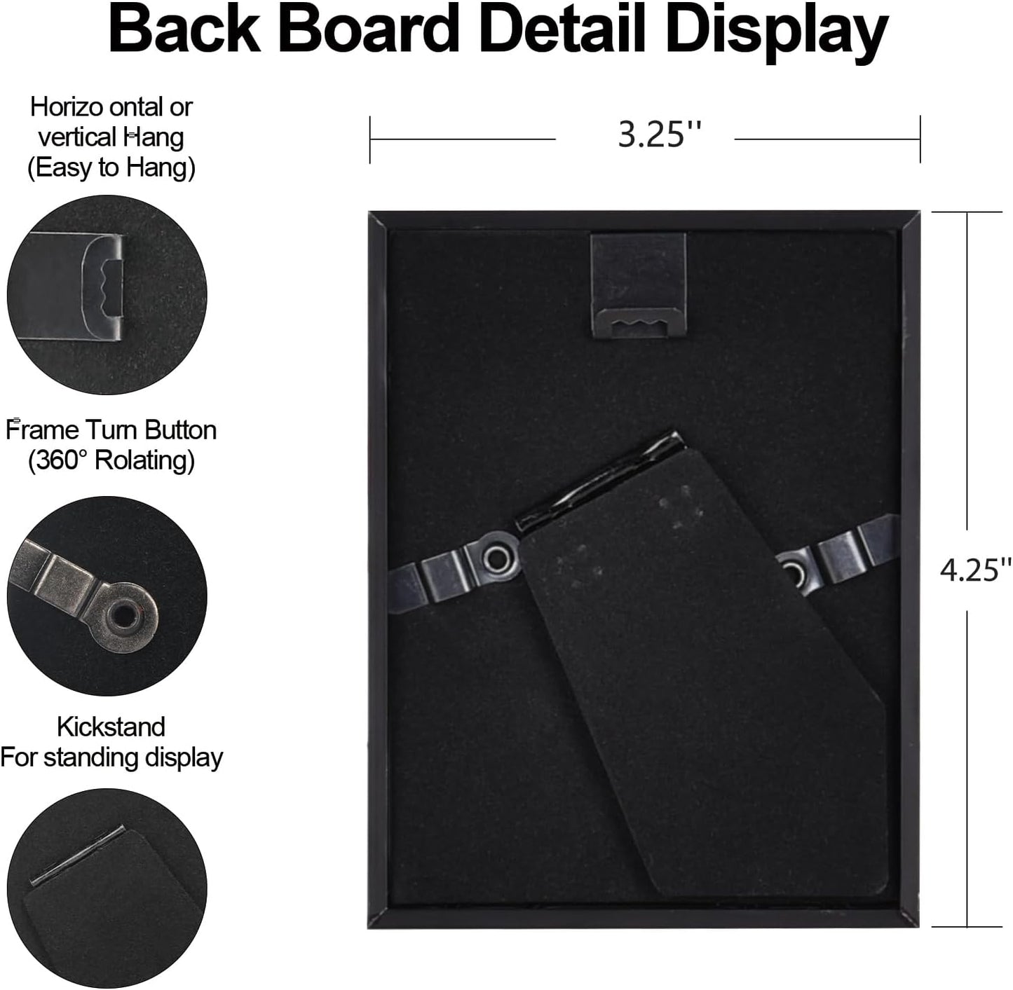 3x4 Picture Frame, Black Metal Photo Frames with HD Glass, Fits 2x3 with Mat or 3 x 4 without Mat, Display for Wall and Table, 1 Pack