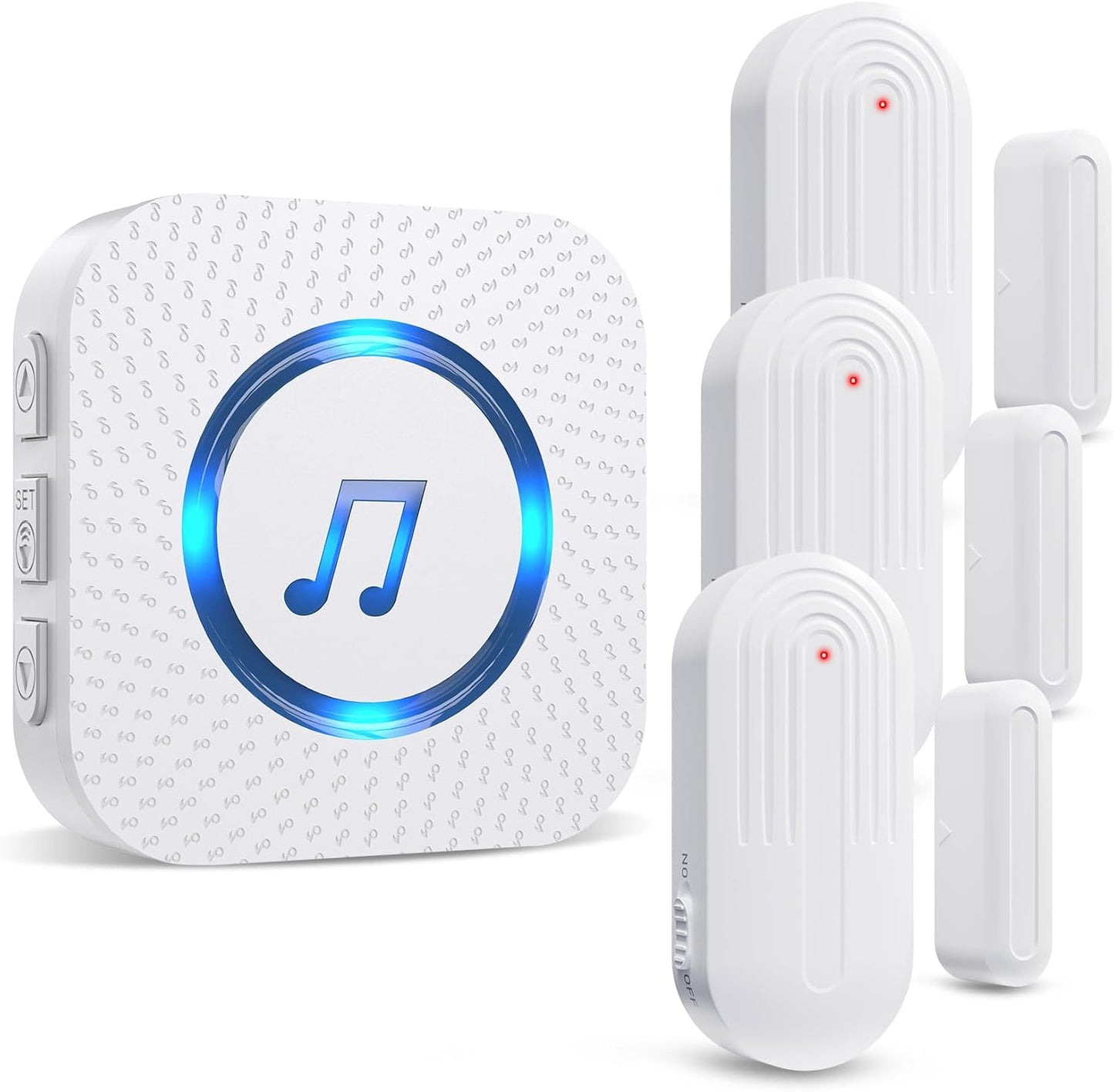 SanJie Door Sensor Chime for Door Opens， Door Entry Chime for Business/Home/Office/Store,500 FT Range,26 Chimes 5 Adjustable Volume Door Ringer Alert 3 Sensors + 1 Receivers