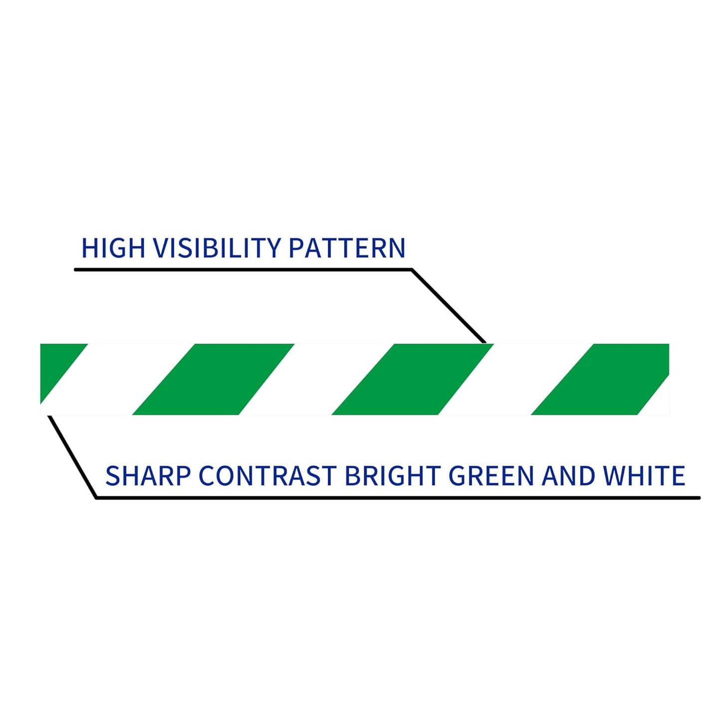TAPEBEAR Hazard Caution Tape, 2inch x 150 Feet(50yds) Self Adhesive Warning Tape for Steps, High Visibility White&Green Tape for Halloween Outdoor Construction Warning, Danger Zone, 5Rolls