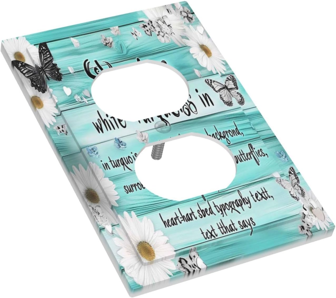 Teal Butterfly Daisy Rustic Wooden Signs Outlet Covers 1 Gang Duplex Light Switch Cover Decorative Switch Plates Electrical Receptacle Faceplate Wall Plate For Farmhouse Cabin Decor