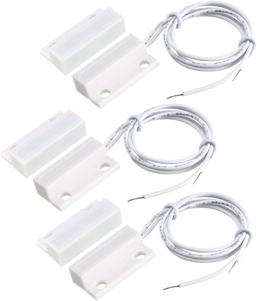 uxcell MC-38 Surface Mount Wired NC Door Sensor Alarm Magnetic Reed Switch White 2pcs