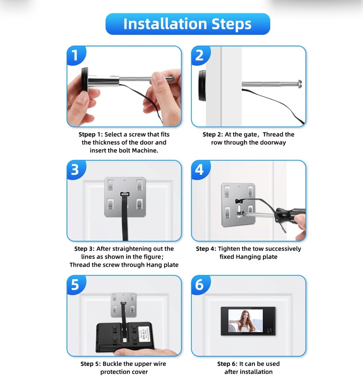 3.5 Inch Door Peephole Camera, HD Digital Peephole Door Viewer, Low Power High Resolution Door Eye Hole Camera for Outdoor Security Monitoring (No Need to Transmit Radio)