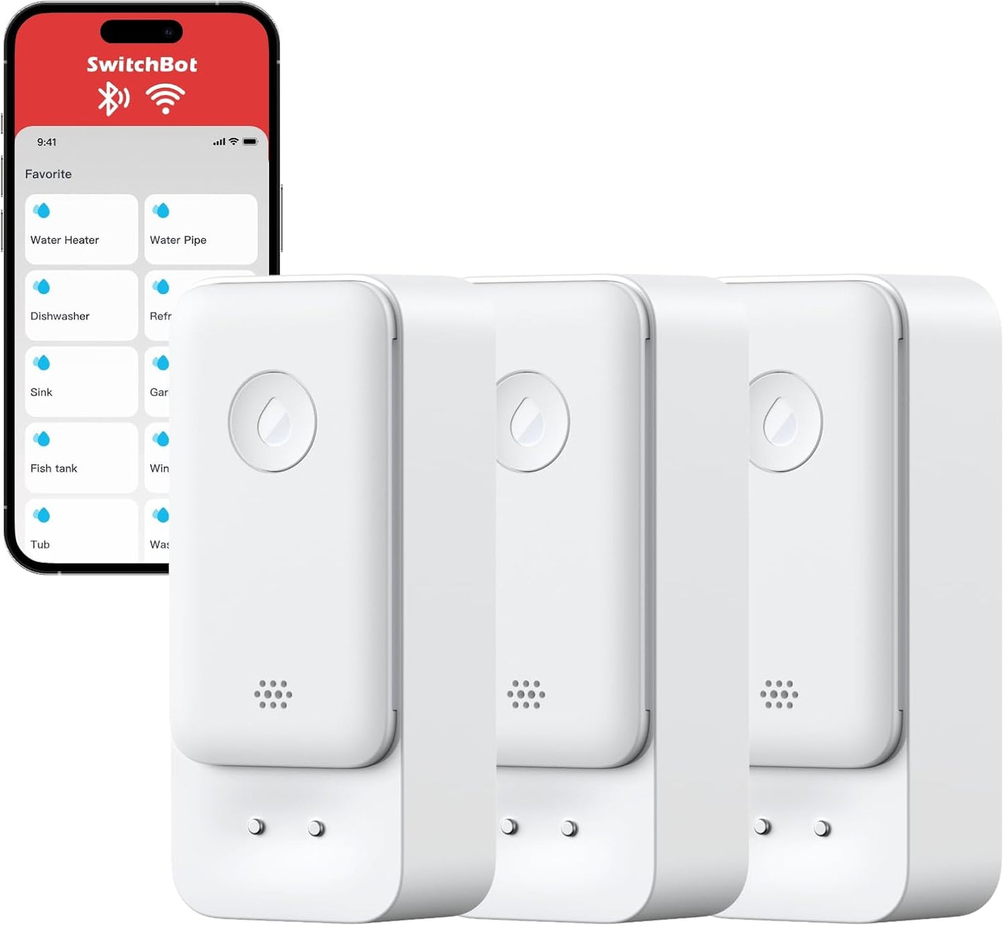 SwitchBot WiFi Water Sensor, Smart Water Leak Detector, 100dB Adjustable Alerts & App Alerts, IP67 Waterproof, Wireless Detector for Kitchen, Bathroom, Basement, No Hub Required (Support 2.4G) (3)