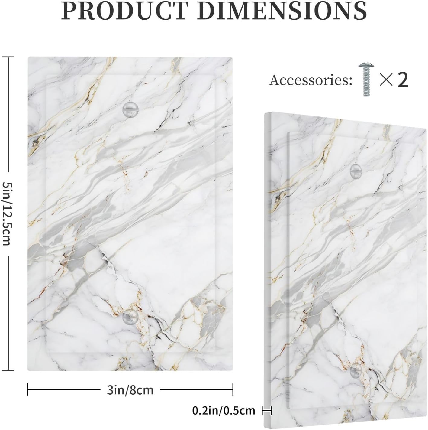 Light Switch Cover Plate Gray Gold Marble Abstract Modern Luxury 1 Gang No Device Blank Wall Plate Electrical Outlet Cover Decorative Switch Plate Covers for Bedroom Home Decor