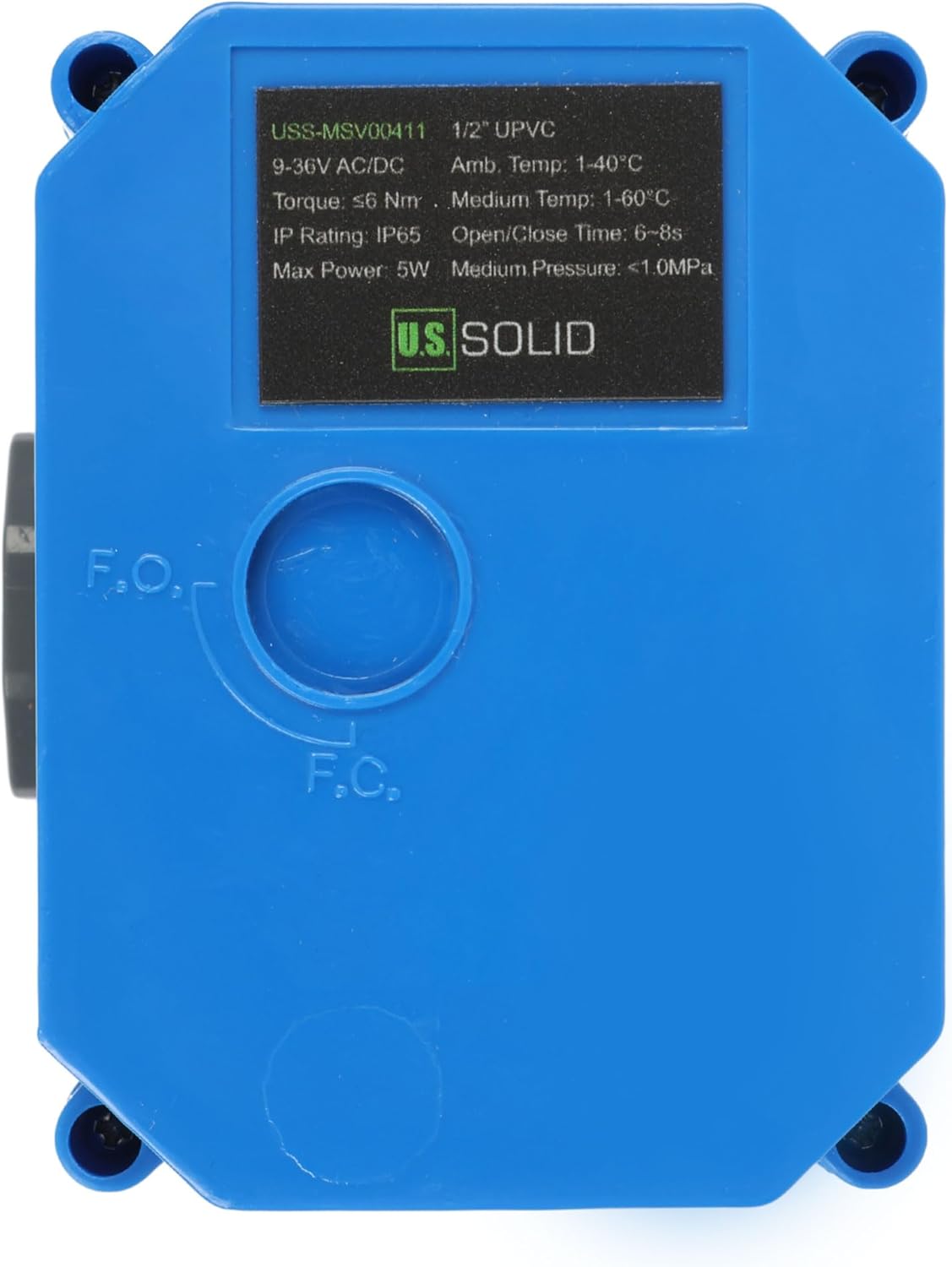 U.S. Solid 1/2" UPVC Motorized Ball Valve - Plastic Electrical Ball Valve with Standard Port, 2 Wire Auto Return, 9-24V AC/DC, Normally Closed